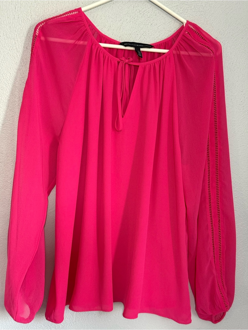 White House Black Market Fuchsia Long-Sleeve Peasant Blouse
